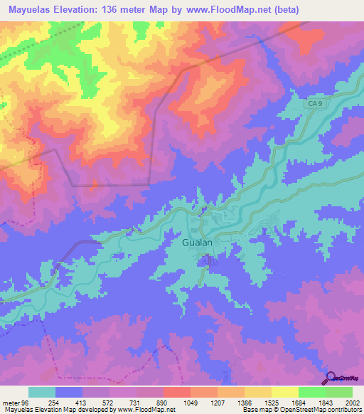 Mayuelas,Guatemala Elevation Map