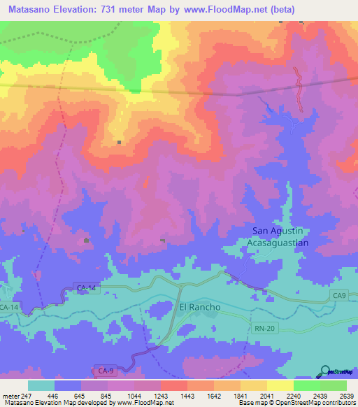 Matasano,Guatemala Elevation Map