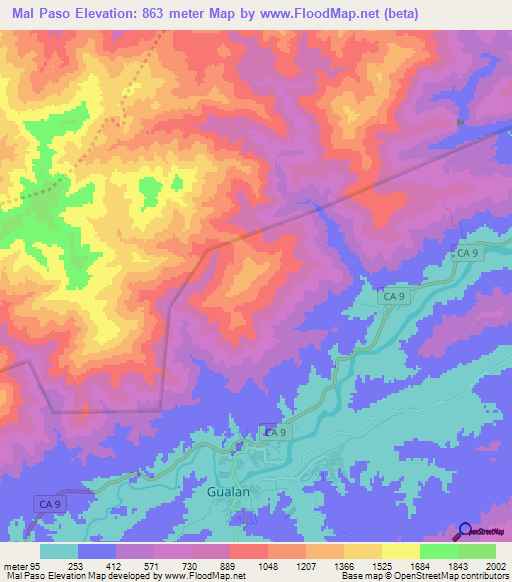 Mal Paso,Guatemala Elevation Map