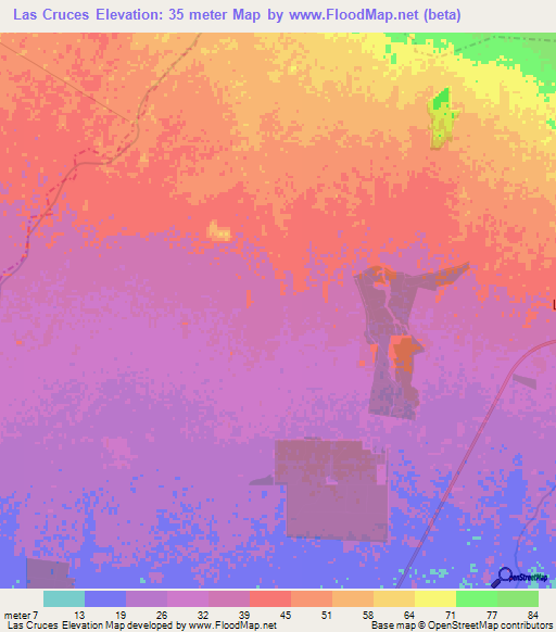 Las Cruces,Guatemala Elevation Map