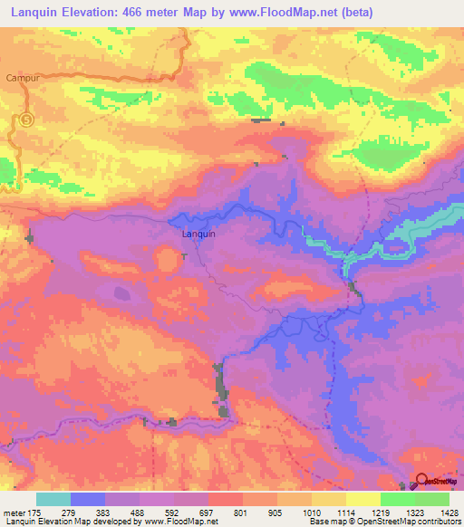 Lanquin,Guatemala Elevation Map