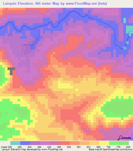 Lanquin,Guatemala Elevation Map