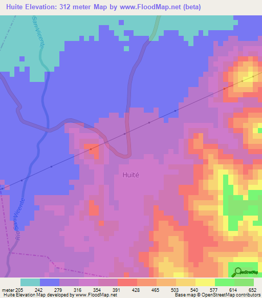 Huite,Guatemala Elevation Map