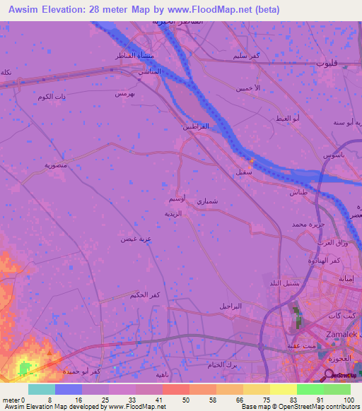 Elevation of Awsim,Egypt Elevation Map, Topography, Contour