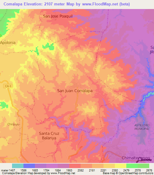 Comalapa,Guatemala Elevation Map