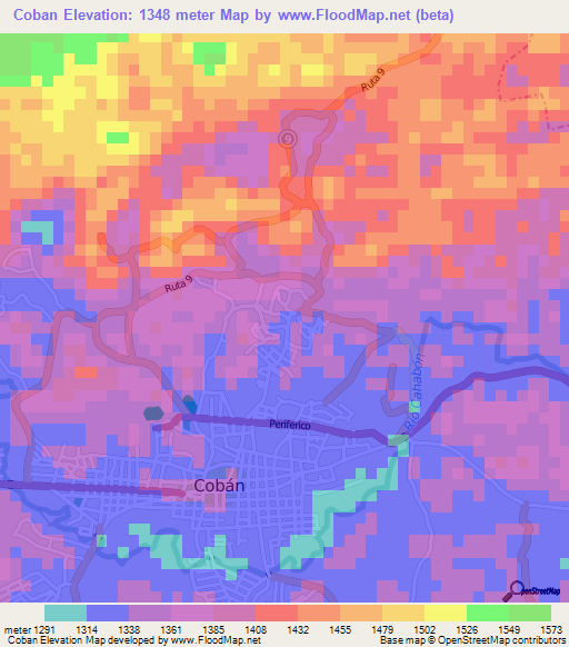 Coban,Guatemala Elevation Map