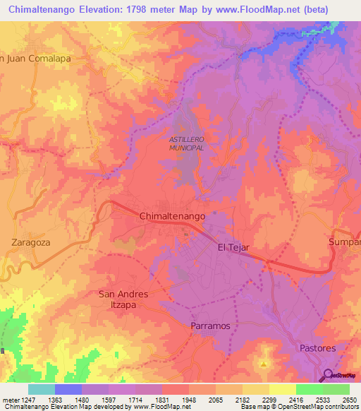 Chimaltenango,Guatemala Elevation Map