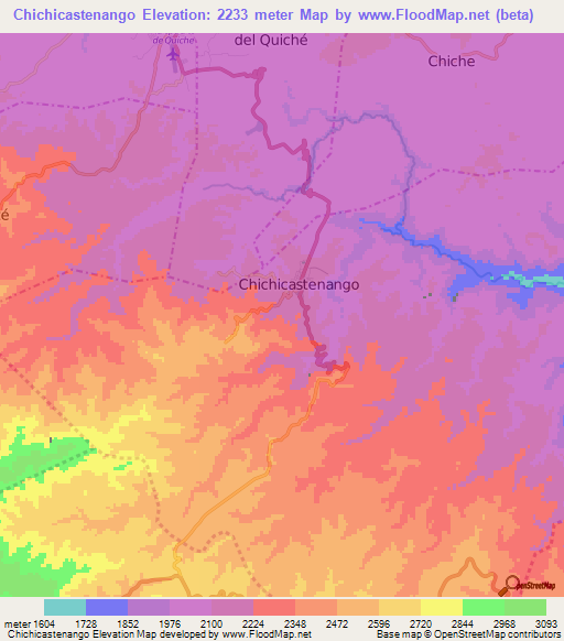 Chichicastenango,Guatemala Elevation Map