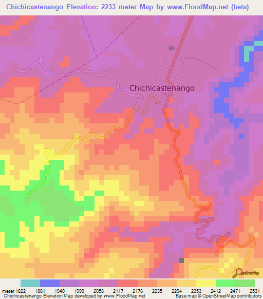 Chichicastenango,Guatemala Elevation Map