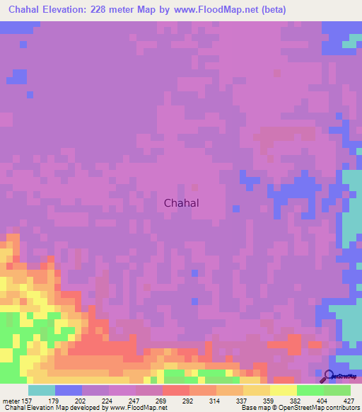 Chahal,Guatemala Elevation Map