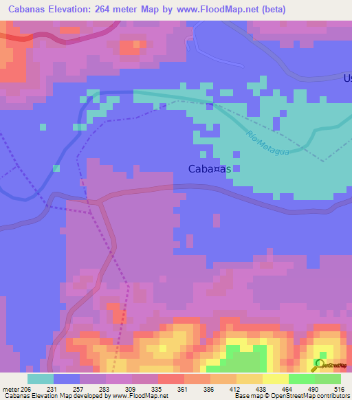 Cabanas,Guatemala Elevation Map