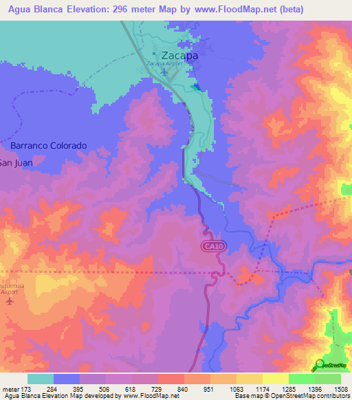 Agua Blanca,Guatemala Elevation Map