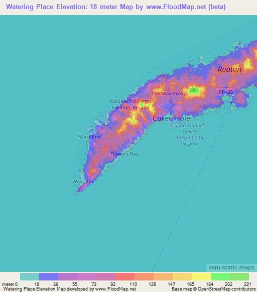 Watering Place,Honduras Elevation Map