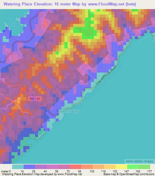 Watering Place,Honduras Elevation Map