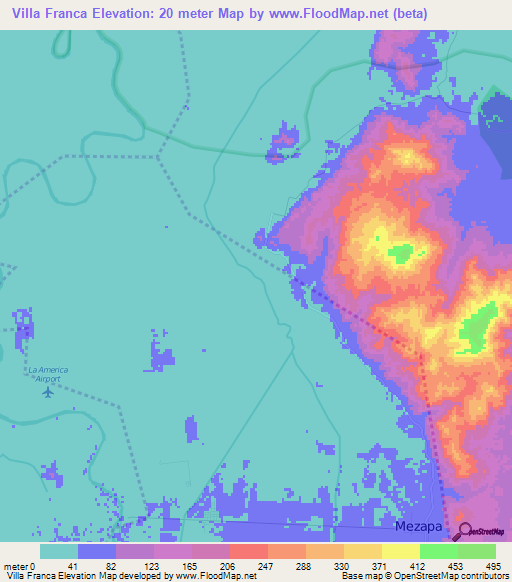 Villa Franca,Honduras Elevation Map