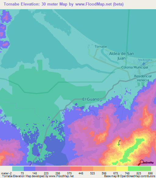 Tornabe,Honduras Elevation Map