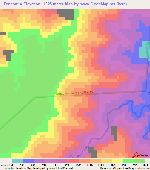 Toncontin,Honduras Elevation Map