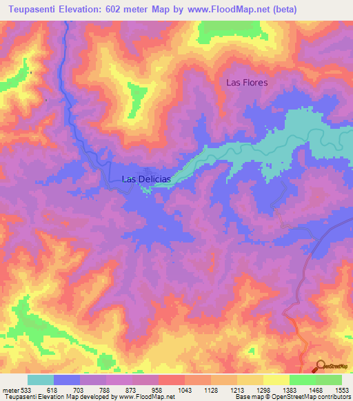 Teupasenti,Honduras Elevation Map