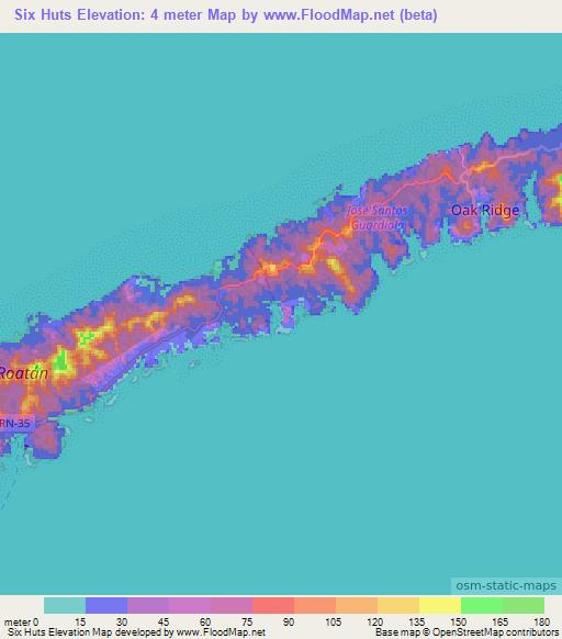 Six Huts,Honduras Elevation Map