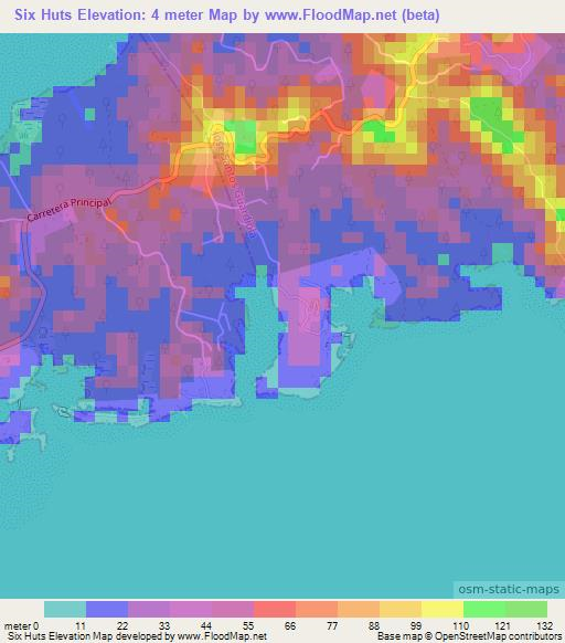 Six Huts,Honduras Elevation Map