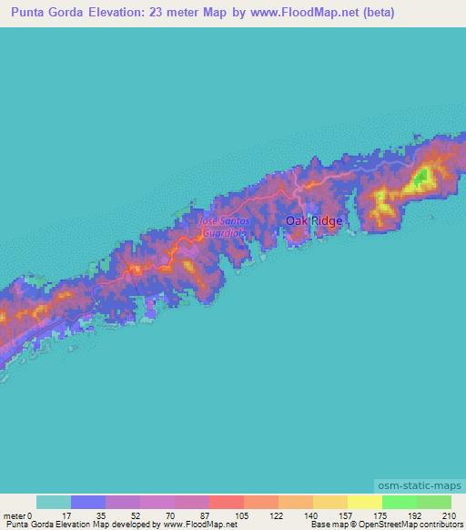 Punta Gorda,Honduras Elevation Map