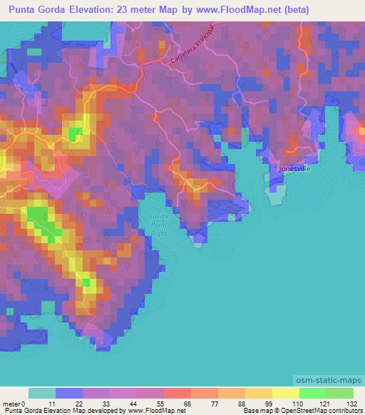 Punta Gorda,Honduras Elevation Map