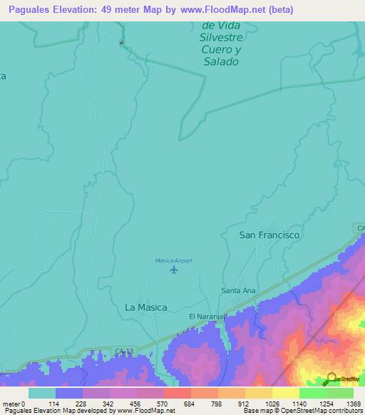 Paguales,Honduras Elevation Map