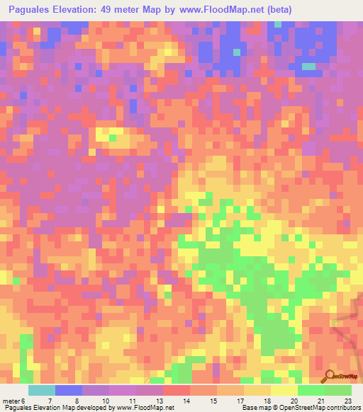 Paguales,Honduras Elevation Map