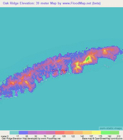 Oak Ridge,Honduras Elevation Map