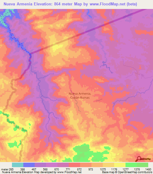 Nueva Armenia,Honduras Elevation Map