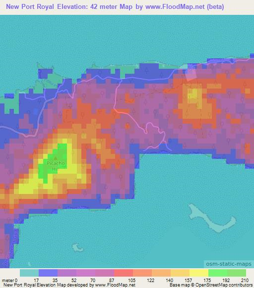 New Port Royal,Honduras Elevation Map