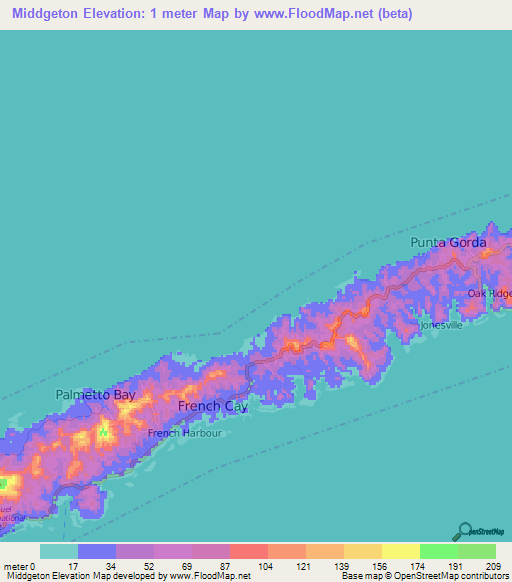 Middgeton,Honduras Elevation Map