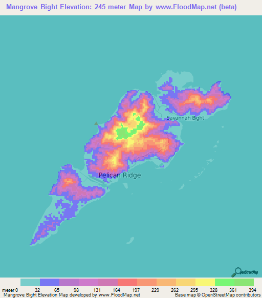 Mangrove Bight,Honduras Elevation Map