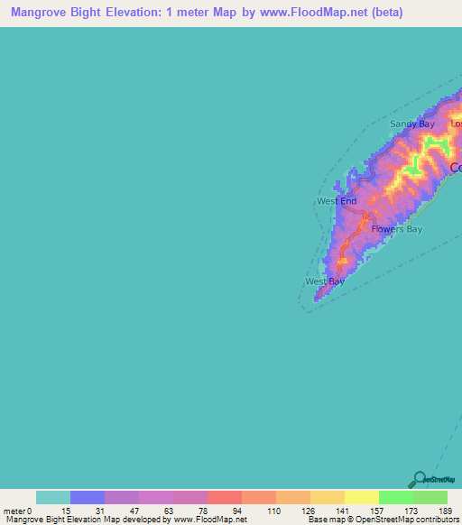 Mangrove Bight,Honduras Elevation Map