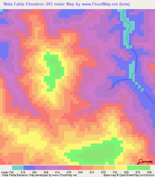 Mala Falda,Honduras Elevation Map