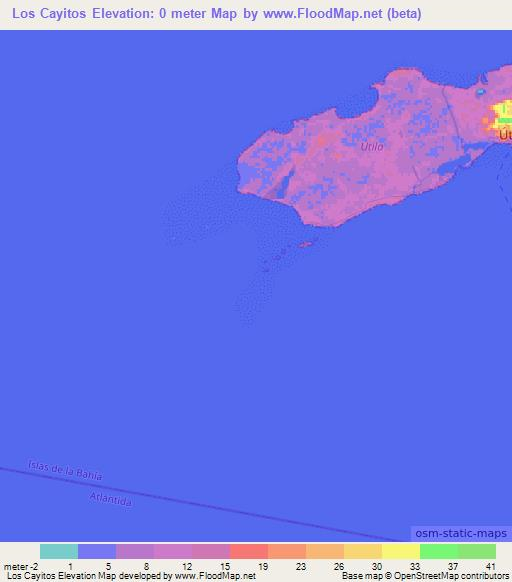 Los Cayitos,Honduras Elevation Map