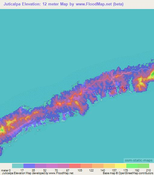 Juticalpa,Honduras Elevation Map