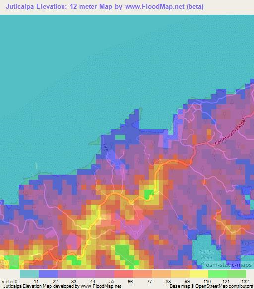 Juticalpa,Honduras Elevation Map