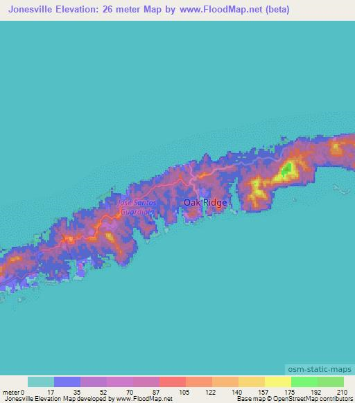 Jonesville,Honduras Elevation Map