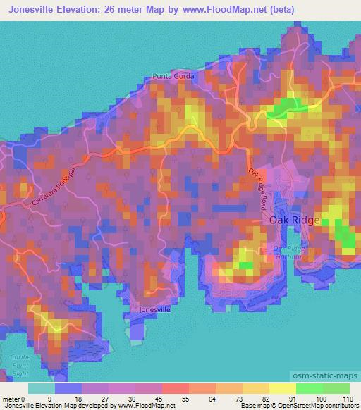 Jonesville,Honduras Elevation Map