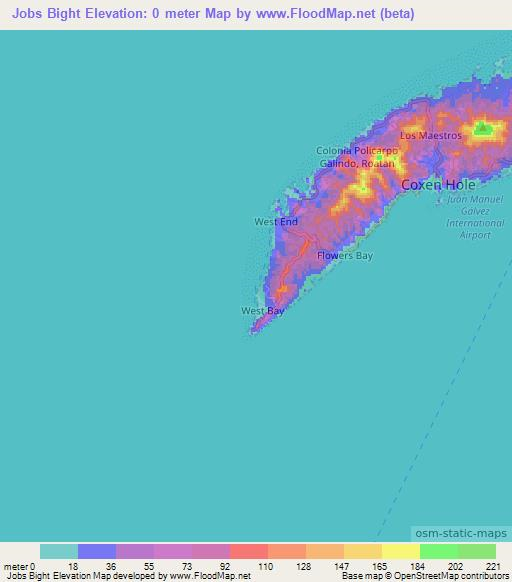 Jobs Bight,Honduras Elevation Map