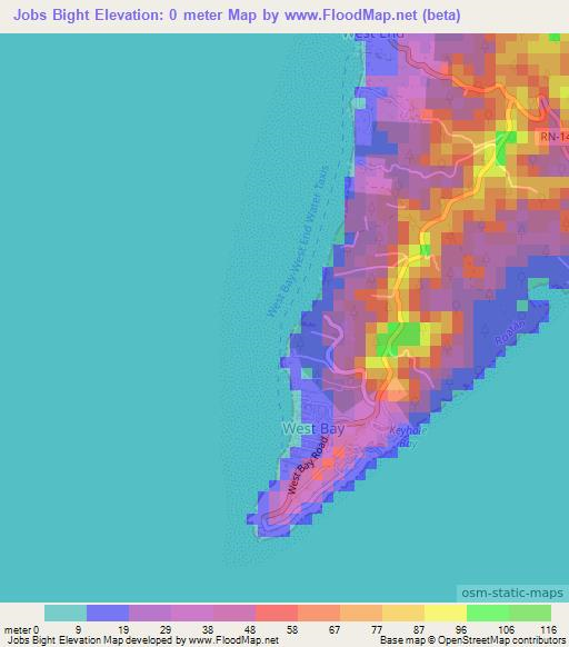 Jobs Bight,Honduras Elevation Map