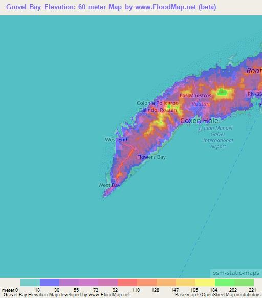 Gravel Bay,Honduras Elevation Map