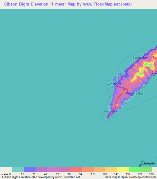 Gibson Bight,Honduras Elevation Map