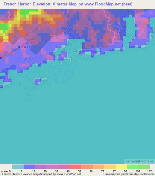 French Harbor,Honduras Elevation Map