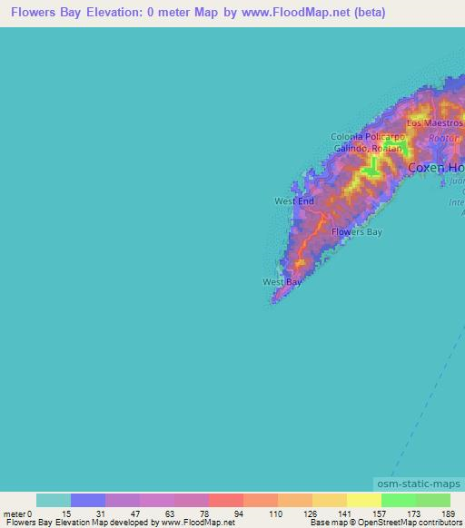 Flowers Bay,Honduras Elevation Map