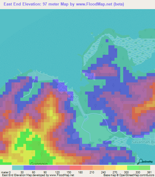 East End,Honduras Elevation Map