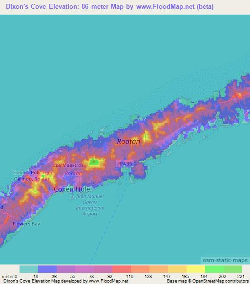 Dixon's Cove,Honduras Elevation Map