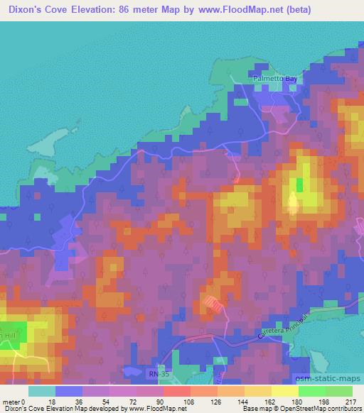 Dixon's Cove,Honduras Elevation Map