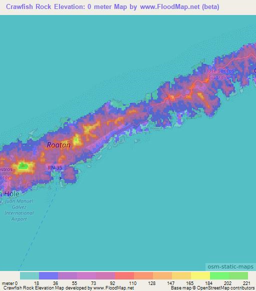 Crawfish Rock,Honduras Elevation Map